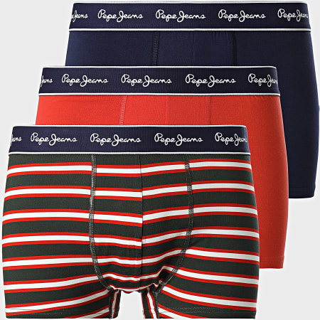 Pepe Jeans - Set di 3 boxer blu arancio verde cachi PMU11161