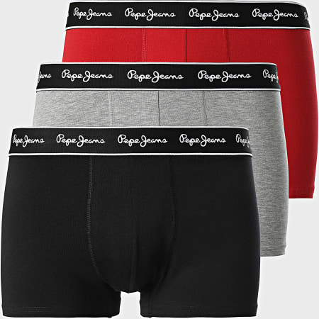 Pepe Jeans - Set van 3 boxerslips PMU11171 Zwart Rood Heide Grijs