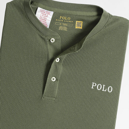 Polo Ralph Lauren - Tee Shirt Lange Mouw Textured Waffle Original Player Licht Khaki Groen