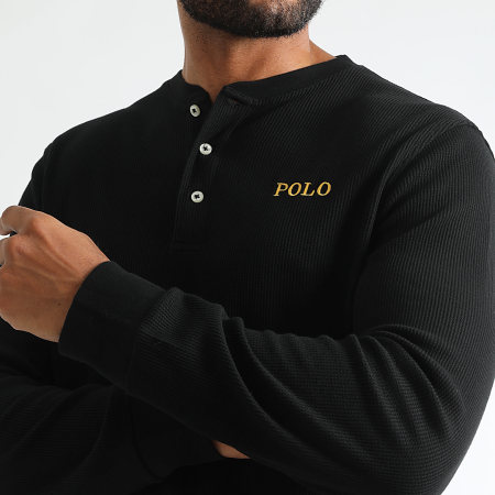 Polo Ralph Lauren - Textured Long Sleeve Tee Waffle Original Player Negro