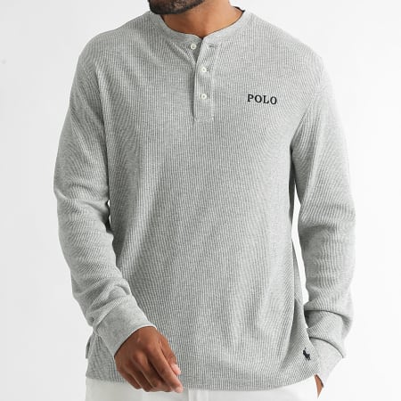 Polo Ralph Lauren - Tee Shirt Long Sleeve Textured Waffle Original Player Heather Grey