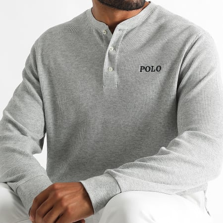 Polo Ralph Lauren - Tee Shirt Long Sleeve Textured Waffle Original Player Heather Grey