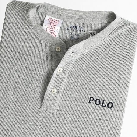 Polo Ralph Lauren - Tee Shirt Manica lunga Waffle testurizzato Original Player Grigio erica