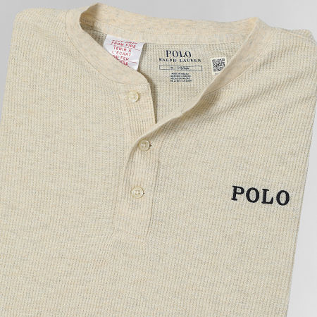 Polo Ralph Lauren - Tee Shirt Manica lunga Textured Waffle Original Player Beige Chiné