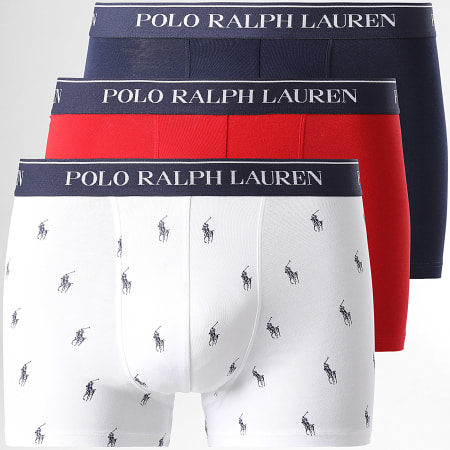 Polo Ralph Lauren - Juego De 3 Calzoncillos Boxer Blanco Rojo Azul Marino