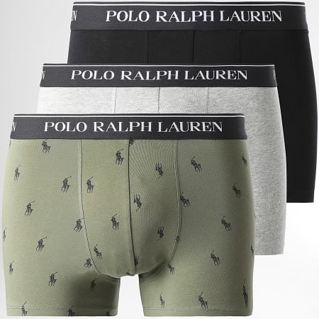 Polo Ralph Lauren - Lot De 3 Boxers Vert Kaki Gris Chiné Noir