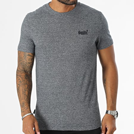 Superdry - Camiseta Essential Logo Bordado M1011245A Azul marino jaspeado