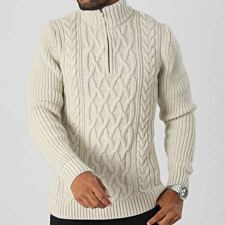 Superdry - Jacob Cable Zip Neck Sweater M6110639A Beige