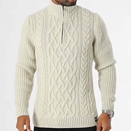 Superdry - Jacob Cable Zip Neck Sweater M6110639A Beige