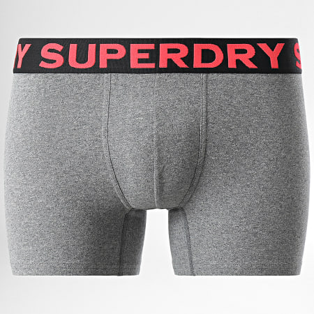 Superdry - Juego de 3 M3110452A Calzoncillos bóxer gris jaspeado