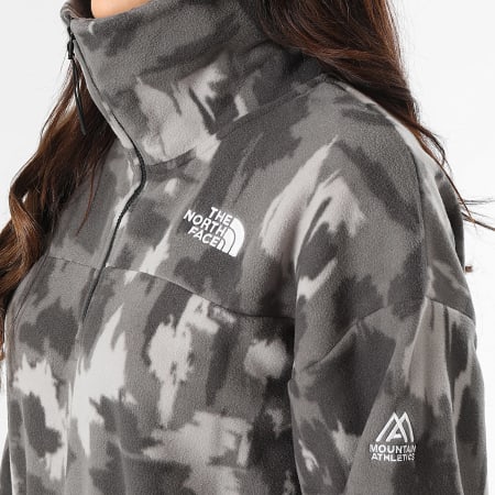 The North Face - Sweat Col Zippé Femme Ma Fleece Print A893H Gris Camouflage