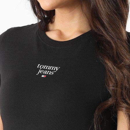 Tommy Jeans - Camiseta de mujer Essential Logo Slim Tee 8800 Negro