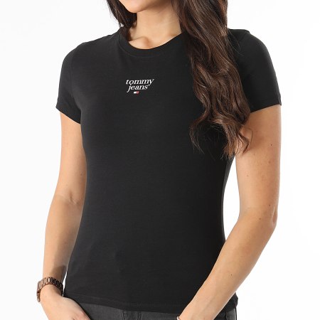 Tommy Jeans - Camiseta de mujer Essential Logo Slim Tee 8800 Negro