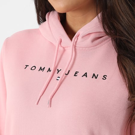 Tommy Jeans - Felpa con cappuccio lineare regolare da donna 7324 Rosa