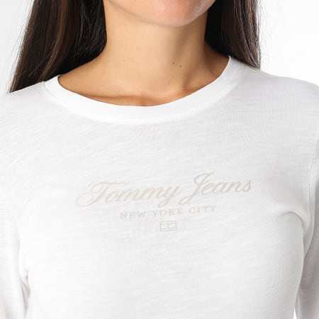 Tommy Jeans - Tee Shirt Manches Longues Slim Femme Prep Luxe 8783 Blanc