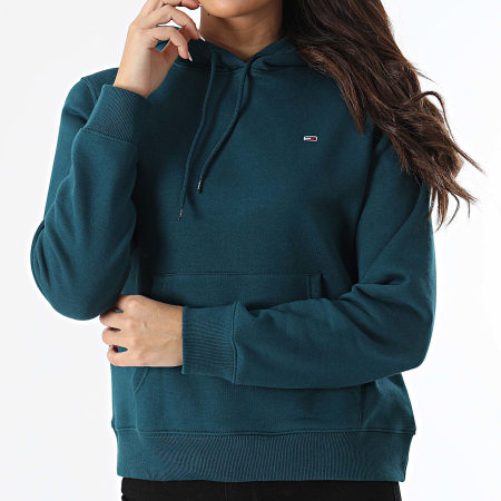 Tommy Jeans - Sweat Capuche Regular Femme Flag 9958 Bleu Pétrole