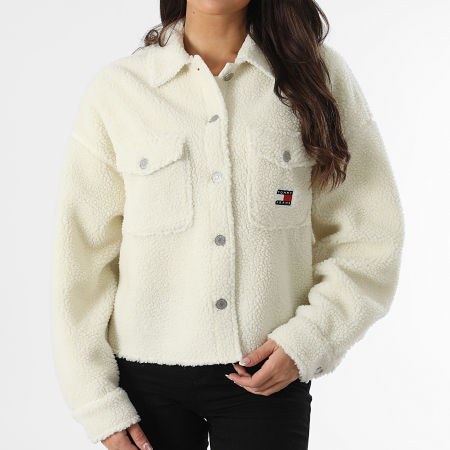 Tommy Jeans - Damesoverhemd Sherpa Teddy Badge 8869 Beige