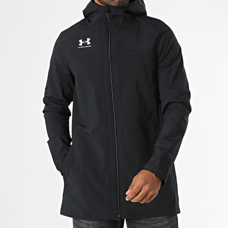Giacca lunga con cappuccio e zip 1387162 Nero