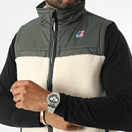 K-Way - Le Vrai 3.0 Jile Orsetto Chaqueta Sherpa sin mangas K71343W Beige Verde Caqui