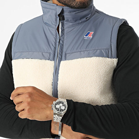 K-Way - Veste Sherpa Sans Manches Le Vrai 3.0 Jile Orsetto K71343W Beige Bleu Gris