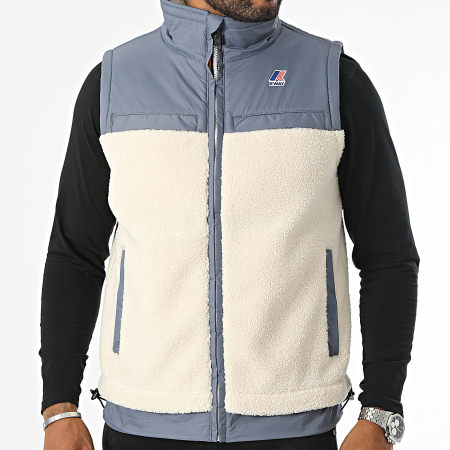 K-Way - Veste Sherpa Sans Manches Le Vrai 3.0 Jile Orsetto K71343W Beige Bleu Gris