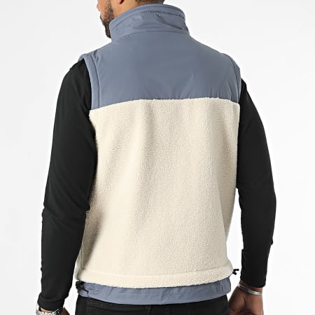 K-Way - Le Vrai 3.0 Jile Orsetto Beige Azul Gris Chaqueta Sherpa sin mangas K71343W