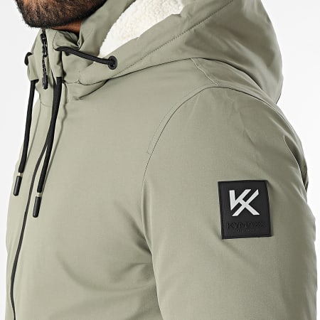 Kymaxx - Parka con cappuccio verde cachi chiaro