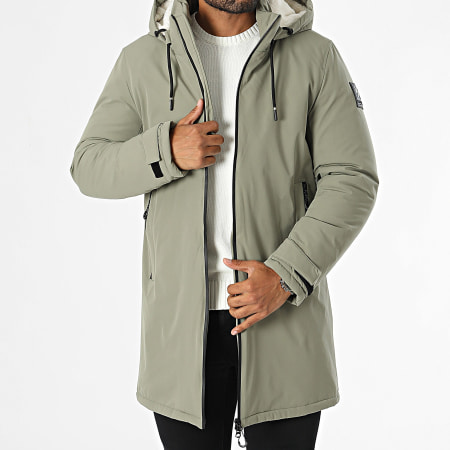 Kymaxx - Parka con cappuccio verde cachi chiaro