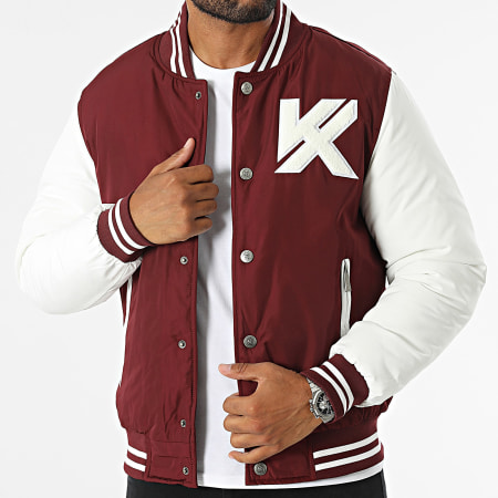 Kymaxx - Giacca Teddy Bordeaux Bianco