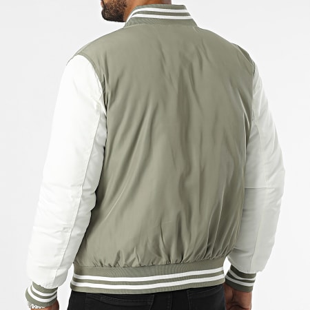 Kymaxx - Chaqueta Teddy Caqui Claro Verde Blanco