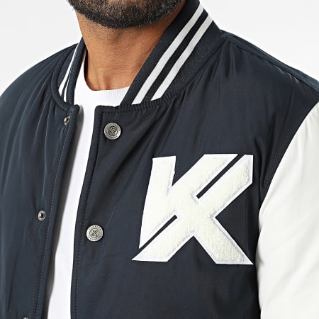 Kymaxx - Azul Marino Blanco Chaqueta Teddy