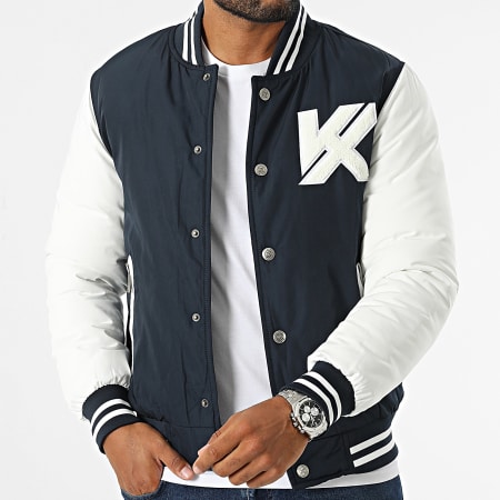 Kymaxx - Azul Marino Blanco Chaqueta Teddy