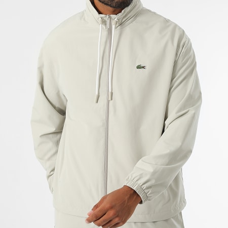 Lacoste - Veste Zippée Capuche Logo Brodé Crocodile Beige