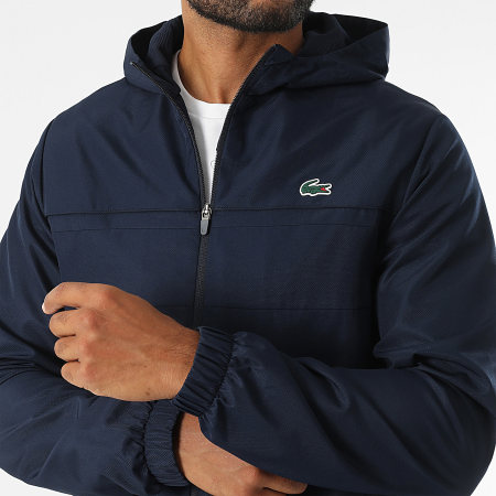 Lacoste - Veste Zippée Capuche Logo Crocodile Bleu Marine