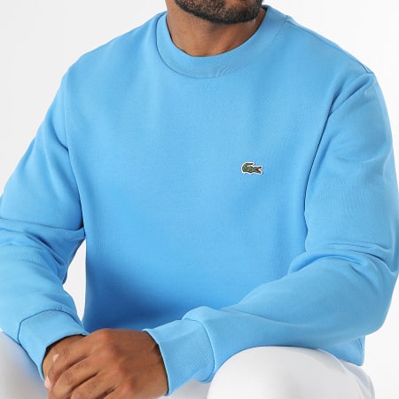 Lacoste - Sweat Crewneck Logo Embroidered Crocodile Classic Fit Azul claro