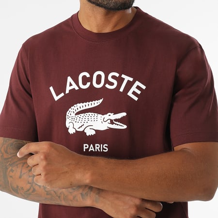 Lacoste - Camiseta Logo Cocodrilo Burdeos