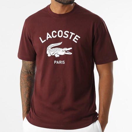 Lacoste - T-shirt met krokodillenlogo Bordeaux