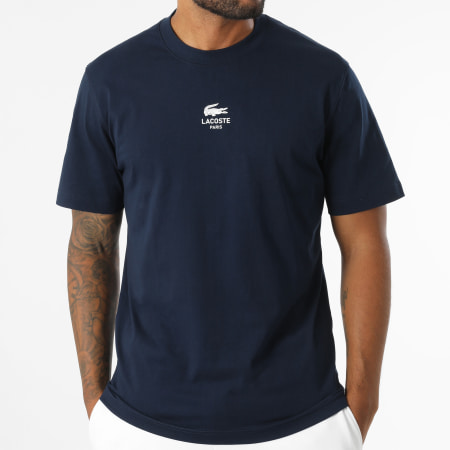 Lacoste - Maglietta con logo del coccodrillo blu navy