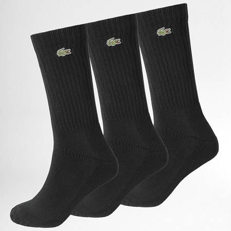 Lacoste - Lot De 3 Paires De Chaussette Logo Brodé Crocodile Noir