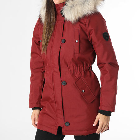Only - Parka Capuche Fourrure Femme Iris Bordeaux