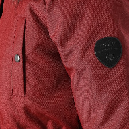 Only - Parka Capuche Fourrure Femme Iris Bordeaux