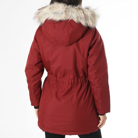 Only - Parka Capuche Fourrure Femme Iris Bordeaux
