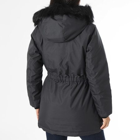 Only - Parka Capuche Fourrure Femme Iris Gris Anthracite