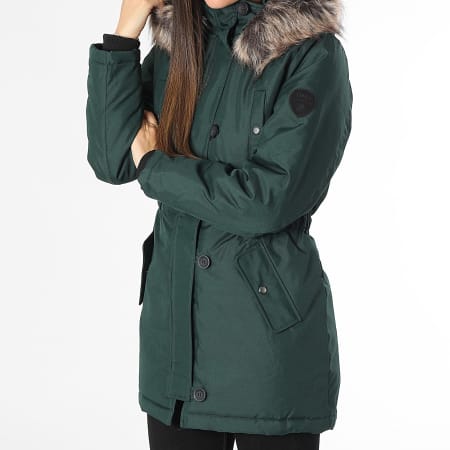 Only - Parka Capuche Fourrure Femme Iris Vert Foncé