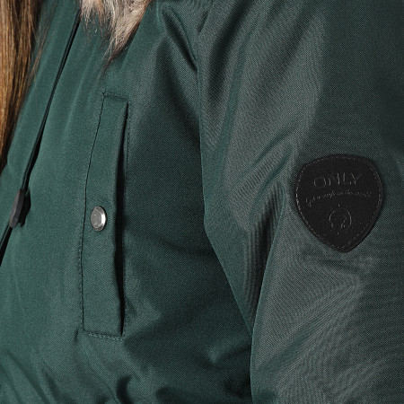 Only - Parka Capuche Fourrure Femme Iris Vert Foncé