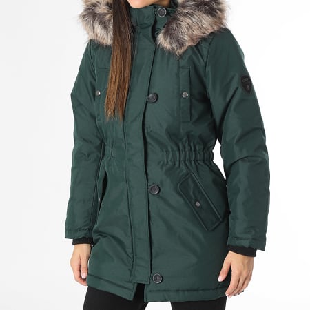 Only - Parka Capuche Fourrure Femme Iris Vert Foncé