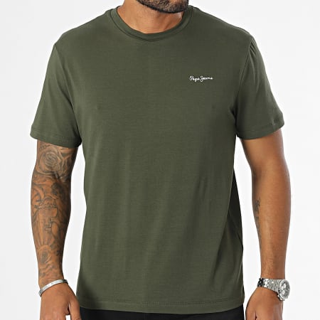 Pepe Jeans - Effen T-shirt PMU20033 Kaki Groen