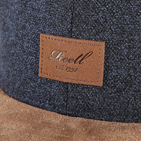 Reell Jeans - Cappello a scatto in pelle scamosciata blu navy cammello