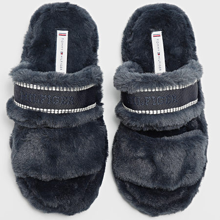 Tommy Hilfiger - Pantuflas de mujer Fur Basics 8343 Azul marino