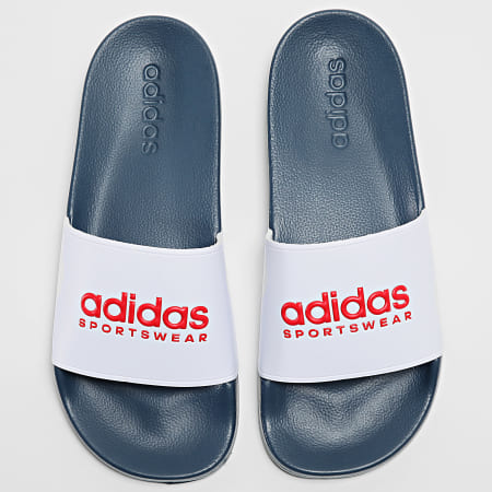 Adidas Sportswear - Claquettes Adilette Shower II0017 Blanc Bleu Marine